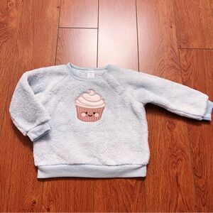 Soft Fleece Cupcake Sweatshirt | Baby Blue Cozy Top | 9M